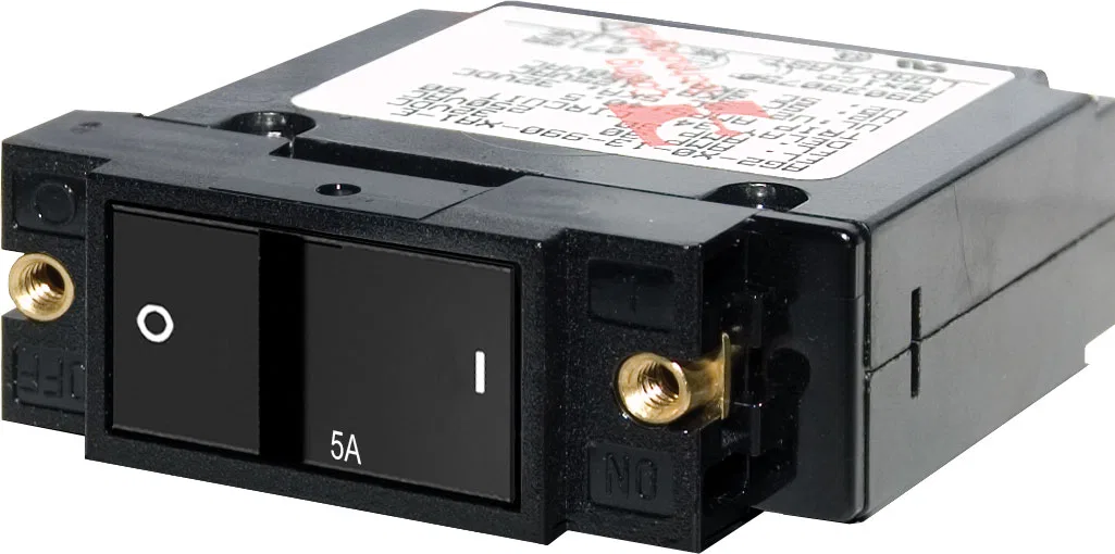 7400-BSS – BLUE SEA Circuit Breaker, 5 Amps/ 240 Volt AC/ 32 Volt DC Single Pole Magnetic Hydraulic Type Flat Rocker ...